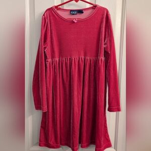 Girls Medium Honors Hot Pink Velvet Long Sleeve Dress